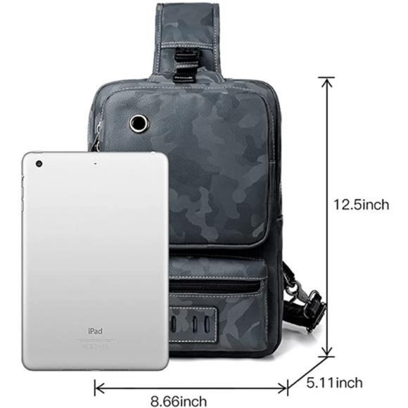 Small Black Sling Crossbody Backpack Shoulder Bag for Men - Picture 2 of 6